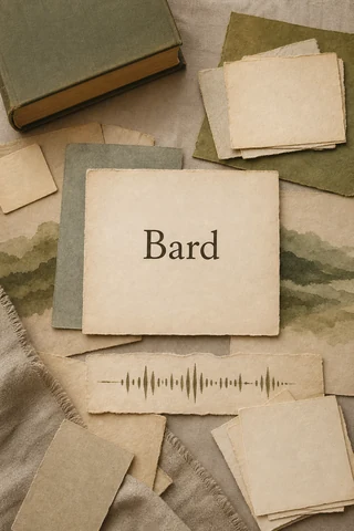 Bard English word-name / Celtic bardos source route